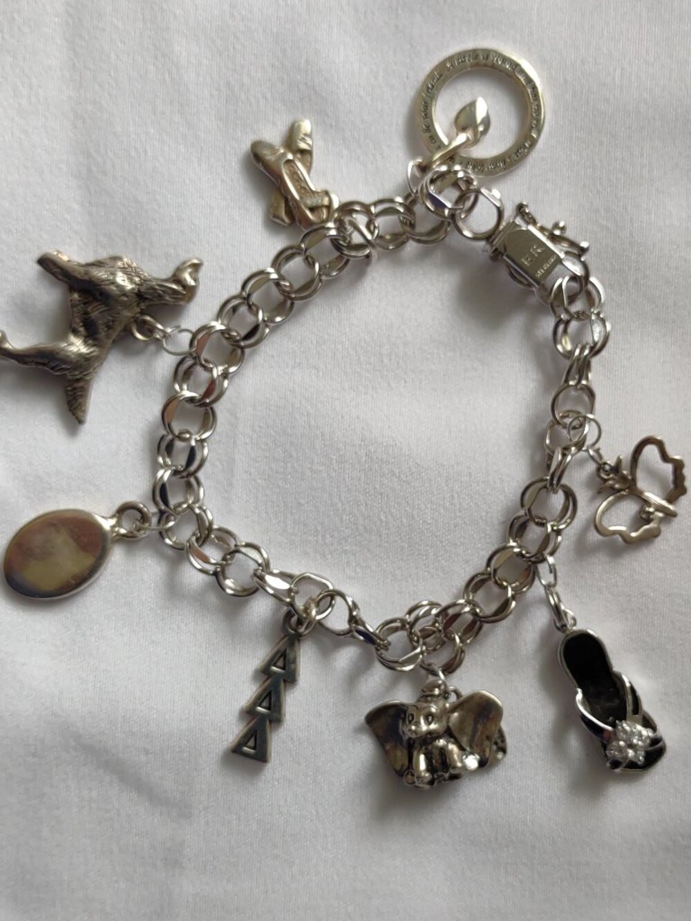 Charm Bracelet With 8X Charms 7" Sterling Silver 925